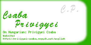 csaba privigyei business card